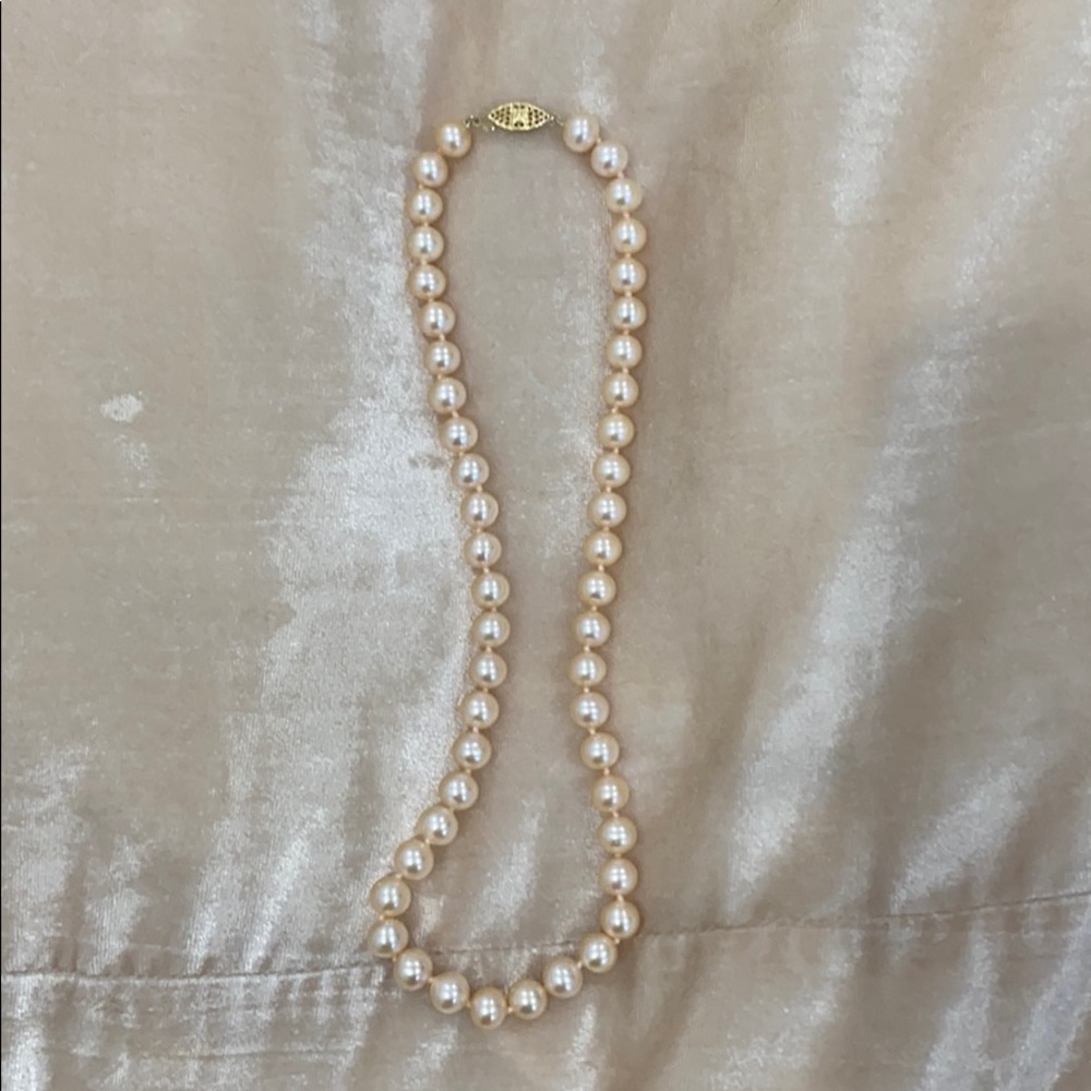 Peach-colored freshwater pearls